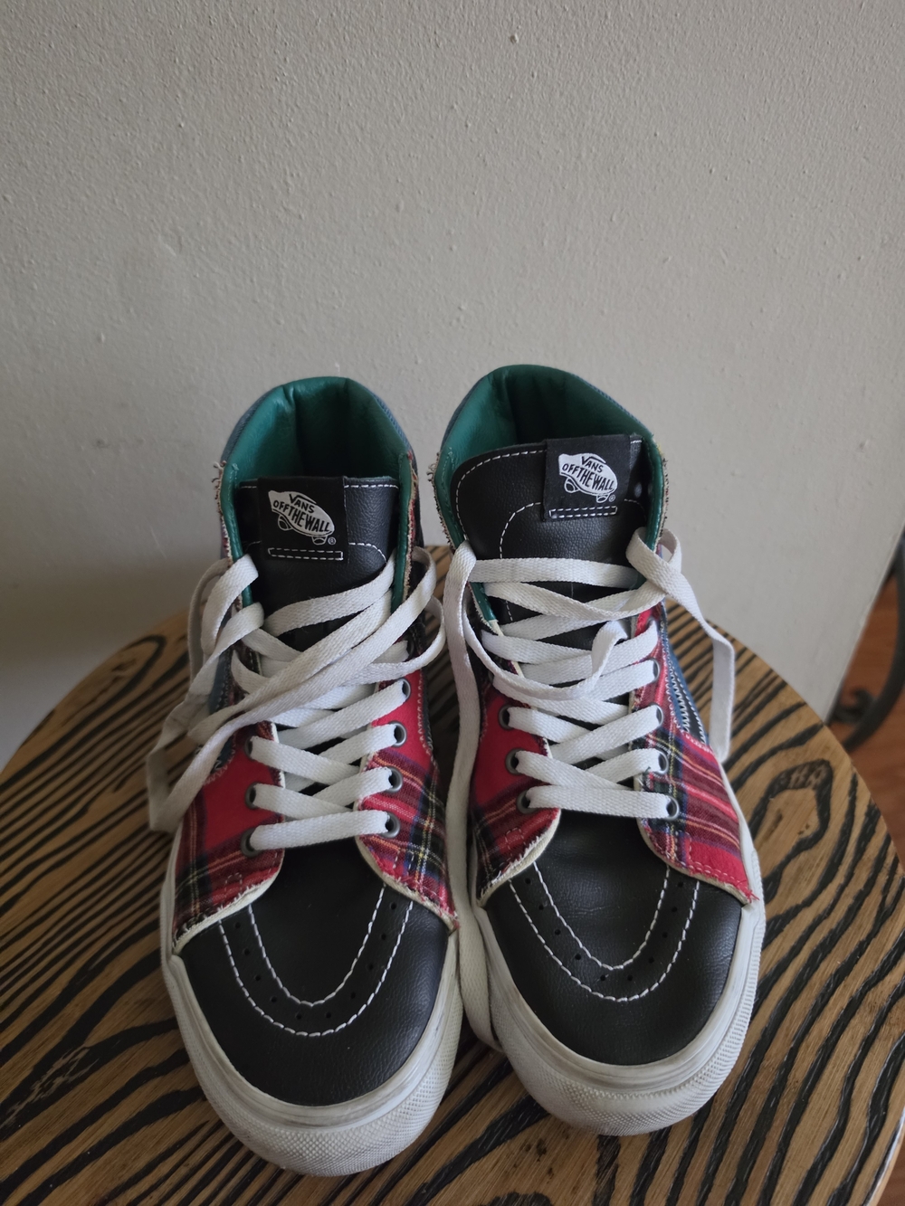 VANS Off The Wall Sk8Hi Tartan Daze Punk Spike Skate Sneakers